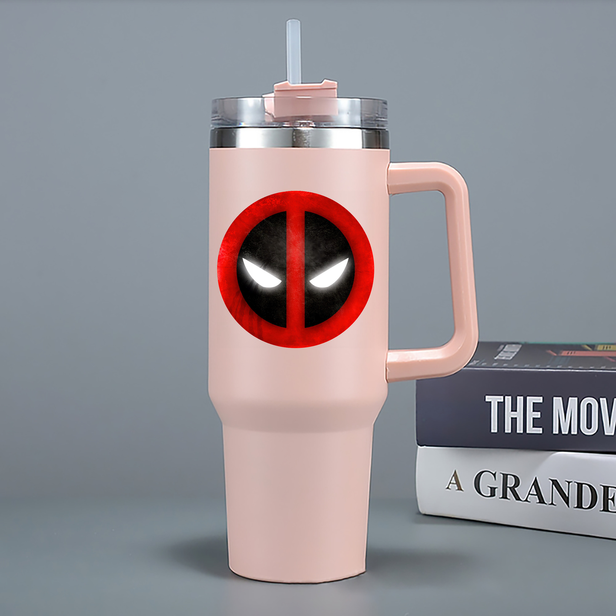 （画像用） Deadpool デッドプール 1200mL車用タンブラー - クリスタルステッカー（プラスチックストロー付き）
